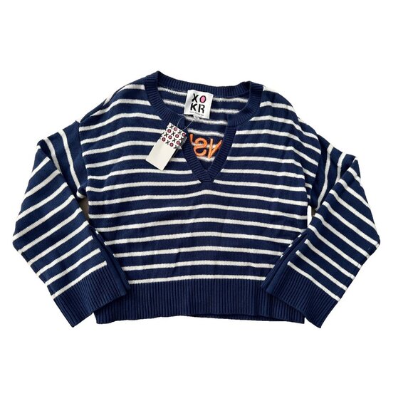 Kerri Rosenthal Sunshine is a Frame of Mind Stripe Sweater Blue / White ( L ) - Picture 1 of 3